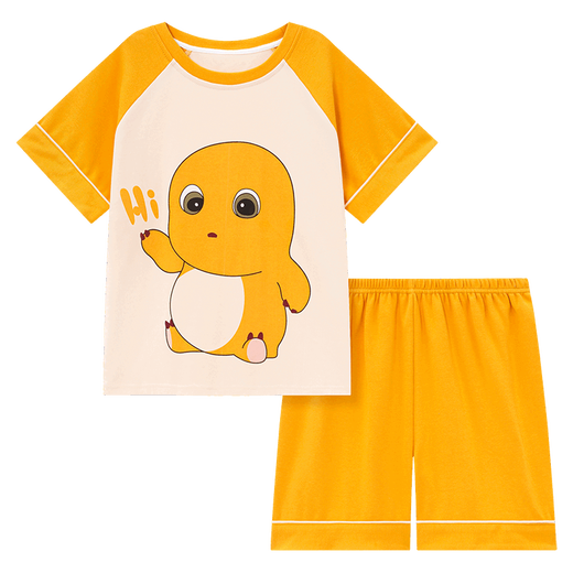 Little Milk Dragon Children's Pajamas Summer Boys' Pure Cotton Short-Sleeved Shorts Boys Teenagers Cartoon Home Clothes Set T692#Eggboy Pure Cotton Set XL Code (recommended height 160-175)