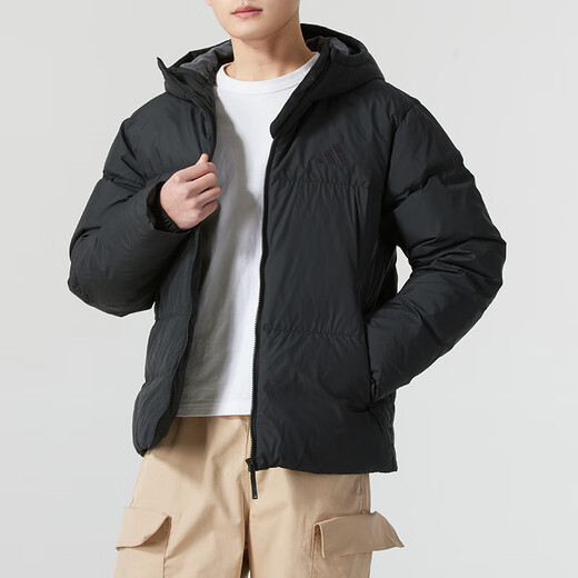 Adidas official store men's clothing 2025 summer new sportswear outdoor windproof warm and cold jacket casual down jacket JV6187 M