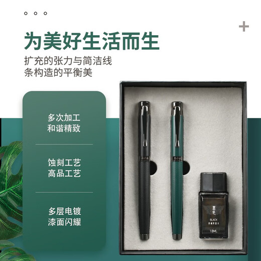 墨小生【礼盒装】759黑骑士美工钢笔两支礼盒(送墨水1+墨囊10+笔尖2） 星光银+墨绿A(2个0.7) 暗尖+其它