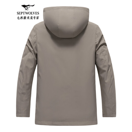 Septwolves hooded windbreaker men's autumn and winter business casual all-match coat mid-length jacket commuter cadre solid color top