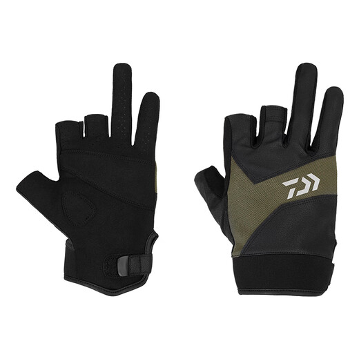 DAIWA 25 Spring/Summer DG-8125CS 3/5 Finger Lure Competition Gloves Wear-Resistant Fishing Gloves 3 Finger Exposed - Olive Green L