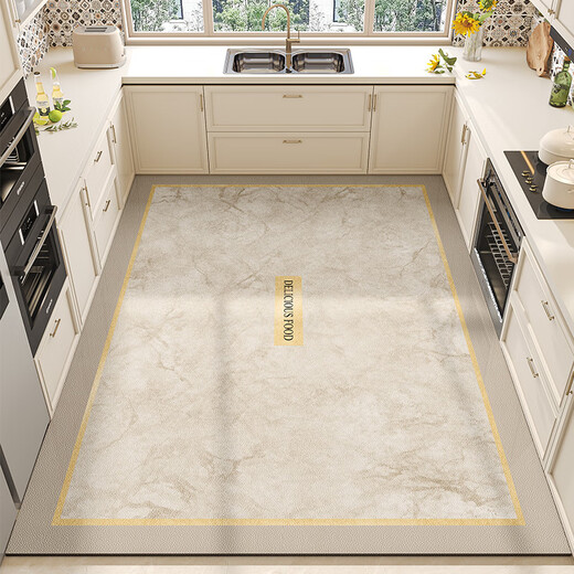 厨房地垫新款全铺pvc防水地毯防滑防油耐脏可擦免洗地面专用 15917-清鸢 140*160cm【耐磨耐蹭】