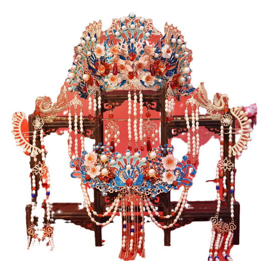 Meng Junchen made Ming Dynasty Chinese bridal ancient style headdress Xiuhe phoenix crown wedding grand golden new Hanfu hair accessories tassel wedding luxury bridal headwear