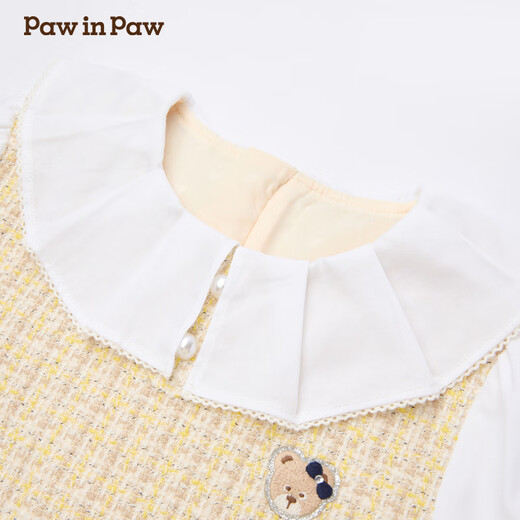 PawinPaw Shopping Mall Bear Children's Clothing 25th Spring and Autumn New Girls Two-piece Shirt Yellow/30 130