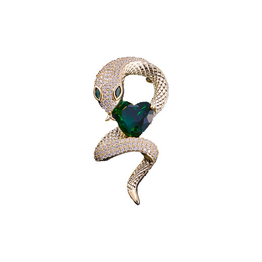 WOUG emerald snake-shaped zodiac brooch design niche 2025 new animal year coat gold