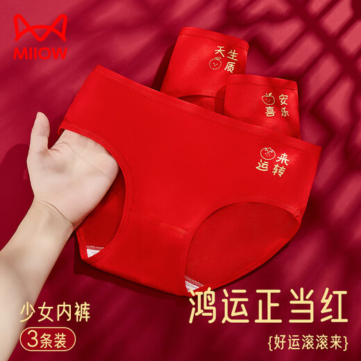 Catman children's underwear girl's lucky New Year briefs baby girl's New Year's zodiac year underwear red 170