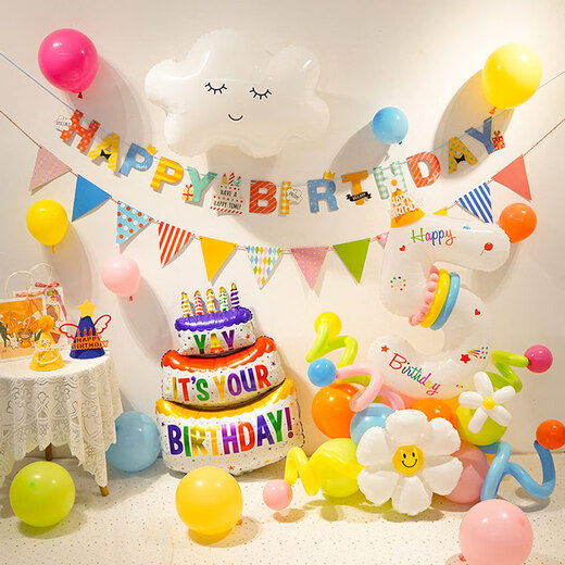 儿童生日气球套装生日布置装饰气球宝宝周岁派对场景道具男孩女孩 生日套装米奇XT9922【A2-4-1】