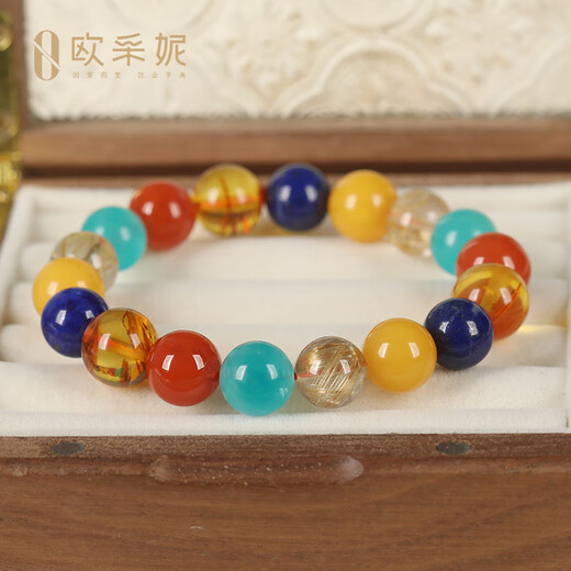 OUCERNY beeswax bracelet natural amber raw stone Duobao diy south red amazonite flower amber beaded bracelet dopamine C style