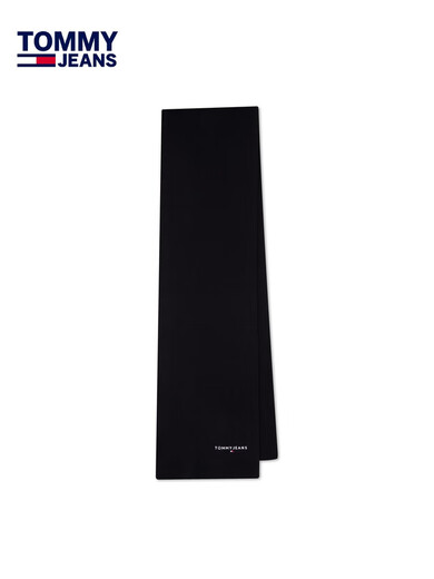 Tommy Hilfiger New Year's gift soft and comfortable men's simple embroidered cotton knitted scarf 12649 OS black BDS