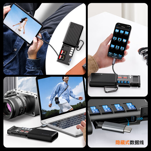 Ulanzi Ulanzi MCR-01/02 multi-function card reader USB3.2 high-speed memory card box camera mobile phone memory card CFA/SD/TF/SIM card storage protective cover MCR-02丨CFE-B flash card box