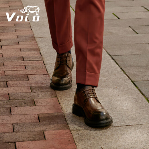 VOLO Rhino Chen Muchi's same style big toe shoes men's business formal shoes 2025 new casual heightening suit shoes brown (lace up) Chen Muchi's same style four seasons 39