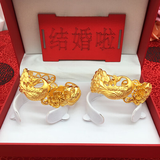 Muqian's new domineering phoenix flower gold-plated necklace female bride wedding dragon and phoenix bracelet set ring earrings three gold ornaments set price