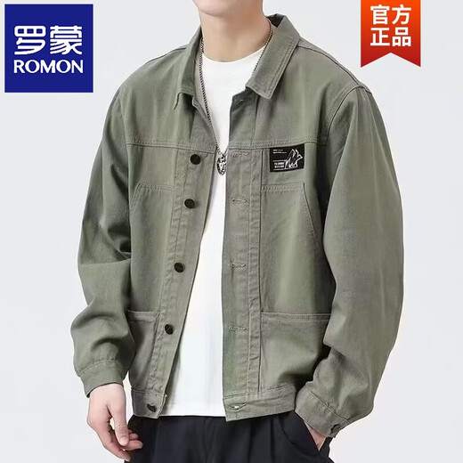 Romon Jacket Men's Spring y Autumn 2025 Camisa nueva Lapa de la chaqueta de trabajo para hombres de otoño Top K12806 Khaki L Recomendado 110-128 Jin [Jin equivale a 0.5 kg]