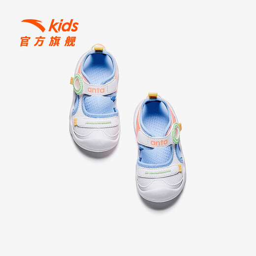 ANTA children's sandals, men's and women's baby shoes, 2026 summer new breathable Velcro octopus toe and foot protection beach shoes for women, Anta white/fluorescent orange red-5 22