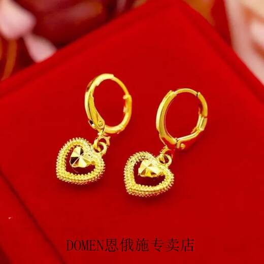 Pupan Lao Phoenix Gold Store Model Imitation 9999 Gold Earrings Women's Love Earrings Temperament Small and Exquisite Earrings Women's 24 Gold Brand Love Earrings