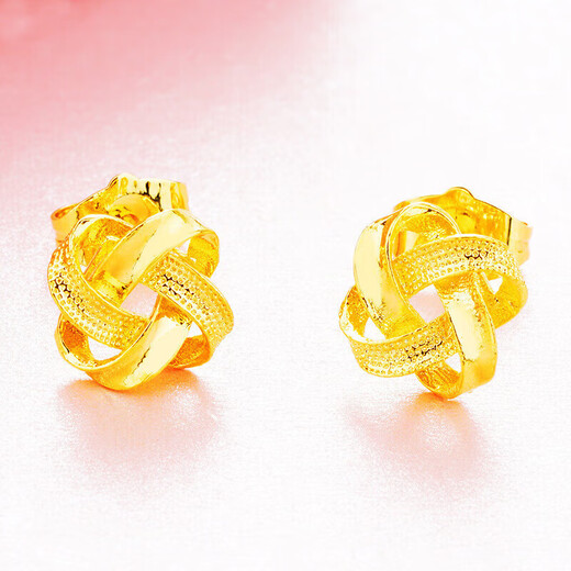 Laohuang Xiangyang’s mother recommends the gold store model 999 pure gold Ruyi knot earrings gold 5G retro Chinese knot earrings 24K