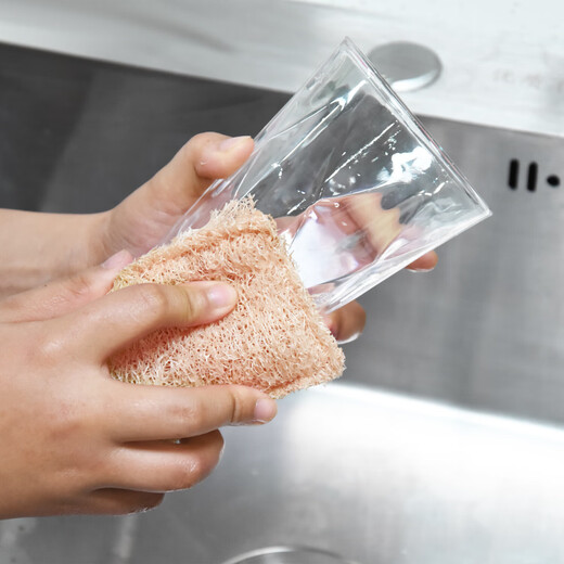 Household loofah dishwashing cloth thickened natural loofah flesh melon silk pot brush pot water melon dry loofah shell dishwashing brush artifact no jam loofah square single layer 2 pieces 7*11