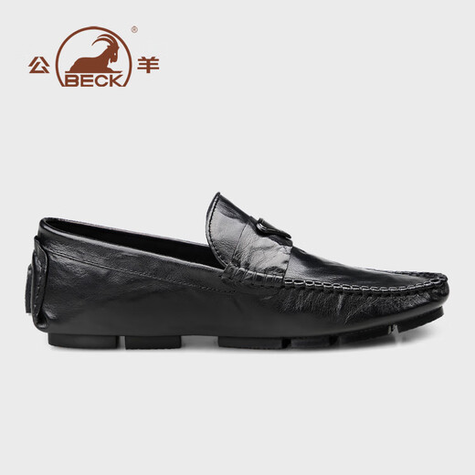 Ram Men's Slip-on Autumn Breathable First Layer Cowhide Peaches Men's Business Casual Shoes Soft Sole Soft Leather Shoes for Men Black 40