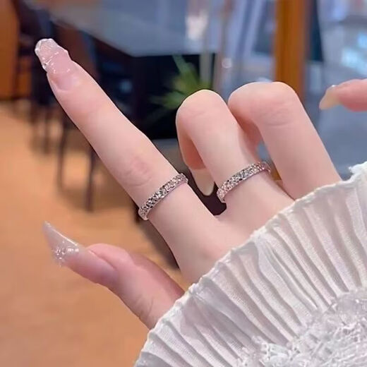 Guanpu Pavilion Fat Donglai quality pt950 platinum ring ring PT950 male and female internet celebrity simple fish scale crushed ice platinum single-sided crushed ice women's ring + counter packaging opening adjustable with test certificate