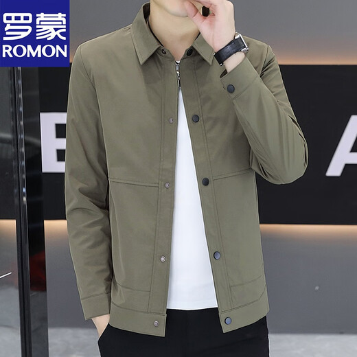 Romon Lapel Spring and Autumn Men's Jacket Fashion Business Casual Executive Jacket Young and Middle-aged Jacket New Top Black Spring and Autumn L 105-120Jin Jin equals 0.5 kg