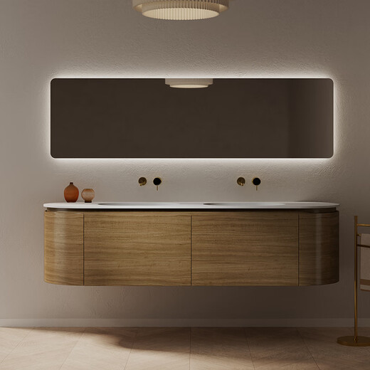 特拉维尔（TW）浴室柜LED镜组合北欧轻奢挂墙镜子民宿酒店卫生间洗漱台洗手台 5012人造石盆+镜+浴柜长180cm