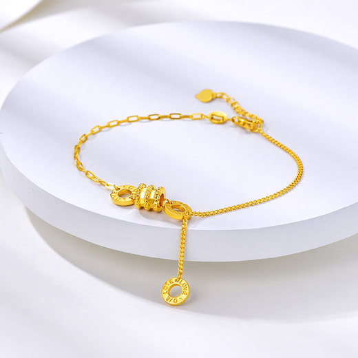 Mo Qianxue gold bracelet for women 99 pure gold double chain 18k gold small waist bracelet for Valentine's Day for girlfriend small waist bracelet 10cm