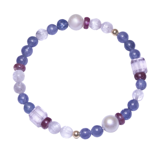 Micro-Given Tanzanite Bracelet Pearl Tourmaline Kunzite Bracelet 18k Original Design Women's Flower Cluster 5.8mm18k Original Designer 12cm
