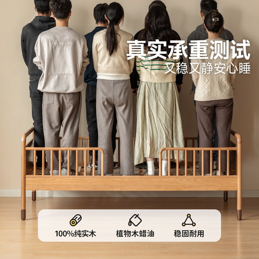 Genji Muyu children's furniture baby splicing bed children's solid wood bedroom crib with guardrails multi-functional baby simple large bed widened bed furniture birch splicing bed (1.0*2.0 meters)