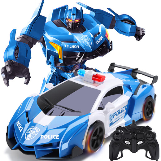 Live Stone Remote Control Car Transformation Robot King Kong Remote Control Car Children's Toy Boy 3-6 Years Old 5 Birthday Gift 12 Years Old One-click Transformation Charging Version (Special Police Model) Police Car Racing Large Transformation Electric 8 Years Old 7 Years Old New Year's Gift Children's Day