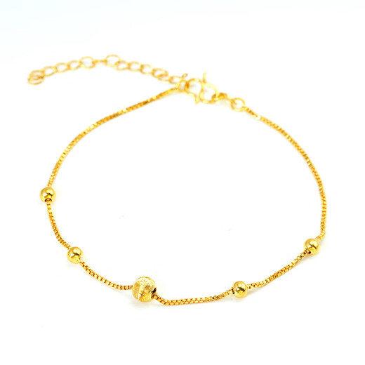 Library selects ancient gold 999 pure gold 18k gold color alloy flash bead bracelet for women's fashion zodiac year hand jewelry for women new flash bead bracelet