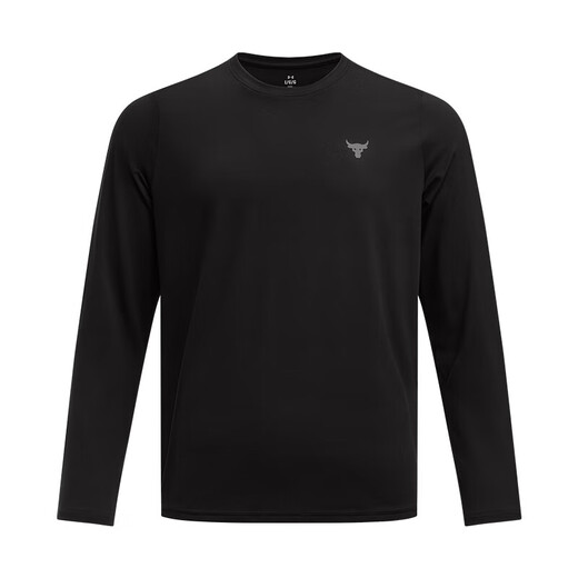 Under Armor (UNDERARMOUR) Spring and Summer Project Rock Johnson Men's Sports and Leisure Long-Sleeved T-Shirt 1386871 Black 001 XL