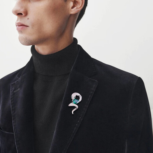 WOUG emerald snake-shaped zodiac brooch design niche 2025 new animal year coat gold