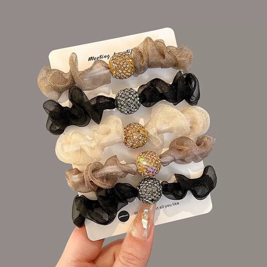 Mesh headband, high elasticity, leopard print hair rope, elegant, good-looking, organza hair band, hair accessories, hair tie TS50 TS50-organza hair band 1 random