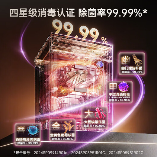 Midea dishwasher RX600SMax embedded household fully automatic appliances 15 sets large-capacity independent installation four-star disinfection first-level water efficiency 105 hot air drying Obsidian Black丨15 sets large-capacity frequency conversion