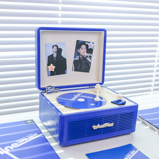 Ask Plus WHATPLUS C300 all-in-one CD player audiophile album player retro CD player record player shape Bluetooth speaker Bluetooth cd player birthday gift C300 Klein Blue 2nd generation + genuine CD