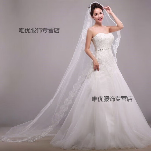 Zi Jiafu Proposal Veil Bridal Main Veil Large Lace Photography Main Wedding Dress Internet Celebrity Super Fairy Long Tail Wedding White Lace White 2.5-3 meters