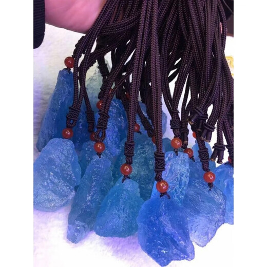 Shuque natural aquamarine pendant Brazilian aquamarine raw stone pendant Ice type silver clavicle necklace small size recommended by the shopkeeper