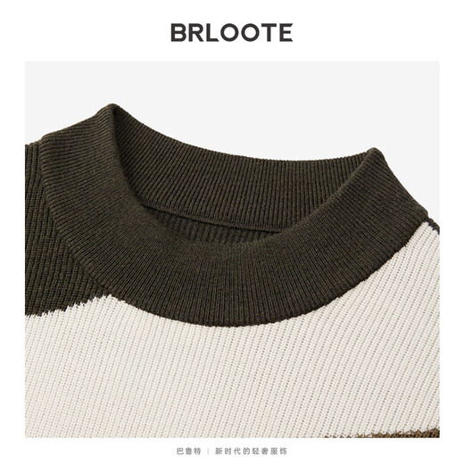 Barut Tasmanian wool top men's multi-color stitching men's half turtleneck warm sweater olive green L 175/96A(50)