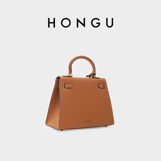 Honggu cowhide hand-held crossbody bag, fashionable and versatile, light luxury Kelly bag for women, gift for girlfriend on Valentine's Day