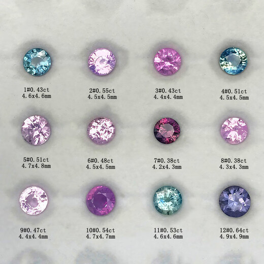 Blue Xianghe 11 Sri Lankan color sapphire yellow pink purple round ring face loose stone custom 18K gold stud earrings ring with stones 0.34 carat 14#