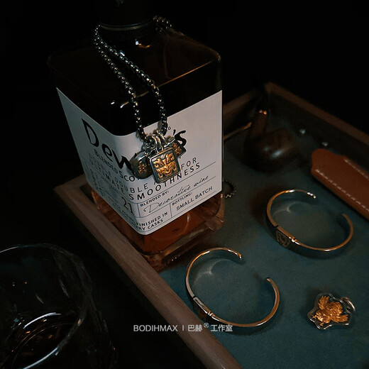 Tanhai Studio National Intangible Cultural Heritage Ancient Iron Jianjin Craft Carved Gold 24K Gold Meteor Iron Taotie Pattern Pendant Pendant Type A