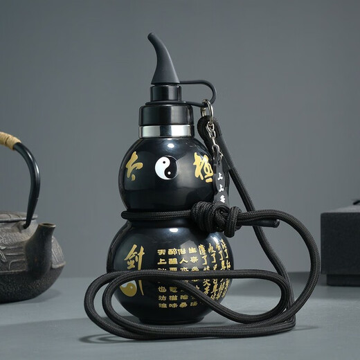 Yuhua gourd kettle 1000 ml insulated cup Myth 36 Wukong stainless steel sports cup outdoor large capacity Bagua sticker + 400ml black - Myth gourd - tied fairy rope 1L 316 stainless steel material / insulated wine bottle