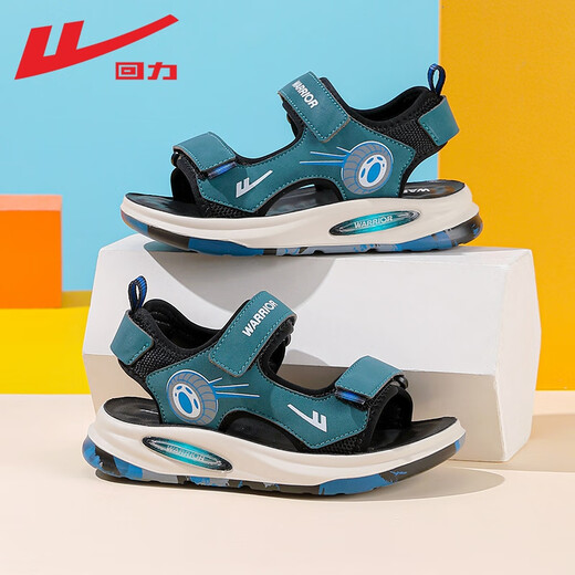 Pull back children's shoes children's sandals 2025 summer new style boys' breathable soft-soled sports sandals student campus beach shoes blue black -1413 33