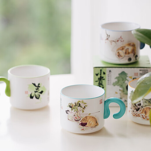 Tea Colorful Little Noble Cup/Four Seasons Cat Series Tea Colorful Color Blind Selection Style Cartoon Cute Ceramic Cup 240ml