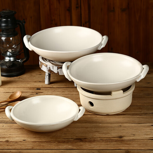 Ye Yu's practical open flame double-eared casserole for cooking tea around the stove, alcohol stove, charcoal stove, ceramic dry pot, small hot pot, dry burning without bursting, 1-inch white alcohol stove, charcoal stove