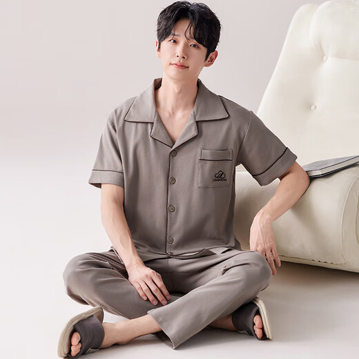 Yalu Pajamas Men's Cotton Summer 2025 New Summer Cotton Men's Large Size Wearable Home Clothes Set NSALM-LMSJ9215 L (Recommended 100-125 Jin Jin equals 0.5 kg)