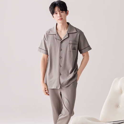 Yalu Pajamas Men's Cotton Summer 2025 New Summer Cotton Men's Large Size Wearable Home Clothes Set NSALM-LMSJ9215 L (Recommended 100-125 Jin Jin equals 0.5 kg)