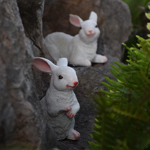 Chaosihui Outdoor Simulated Rabbit Animal Ornaments Lawn Garden Landscape Sculptures Villa Garden Courtyard Decorations Large Pair 32513-5+6