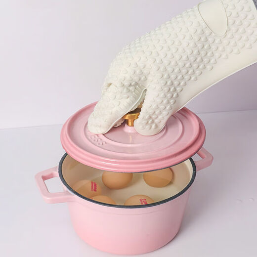 Insulated gloves, anti-scalding gloves, silicone kitchen insulated oven gloves, baking high temperature resistant thickened microwave oven gloves, thickened 2 pieces, random