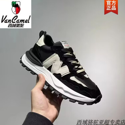 Región occidental Camel Shoes Men's 2025 NUEVA FOAVE Casual Sports Forrest Forrest Gump Shoes Aumento de zapatos Retro Dad Fashion y versátiles deportivos Versátiles Black 9903-Camel Sitio web oficial de marca oficial 39